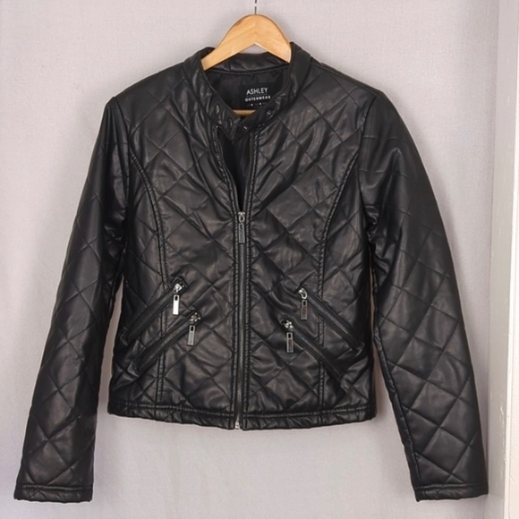 Faux Leather Quilted Moto Jacket - Picture 1 of 5